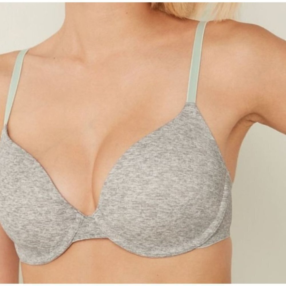 NEW/NWT Victorias Secret PINK Wear Everywhere T-Shirt Lightly Lined Bra Gray 32C